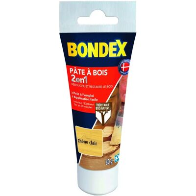 Bondex Pâte Bois Chêne Clair - Restauration Bois - 80g - Publicité Bondex Pâte Bois Chêne Clair - Restauration Bois - 80g - Publicité