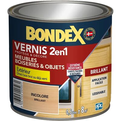 BONDEX 2 en 1 Vernis brillante résistance extrême - Transparent - Vernis pour bois - Publicité BONDEX 2 en 1 Vernis brillante résistance extrême - Transparent - Vernis pour bois - Publicité