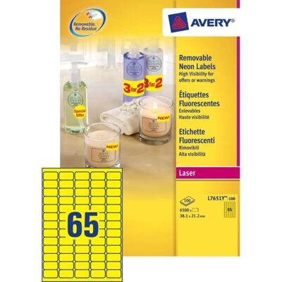 Étiquette Avery L7651Y-100 Jaune Autoadhésive - Étiquettes pour Imprimante Étiquette Avery L7651Y-100 Jaune Autoadhésive - Étiquettes pour Imprimante