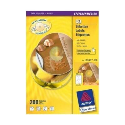 Etichette CD Trasparenti Avery L6043-100 - Etichette per Stampante Etichette CD Trasparenti Avery L6043-100 - Etichette per Stampante
