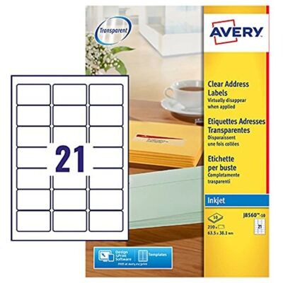 Etichette Autoadesive Avery J8560-10 - Indirizzo, Spedizione, 21 per foglio Etichette Autoadesive Avery J8560-10 - Indirizzo, Spedizione, 21 per foglio
