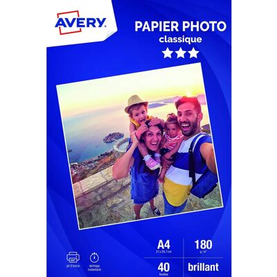 Avery A4 Fotopapír - Lesklý - 40 listů - 180 g/m² Avery A4 Fotopapír - Lesklý - 40 listů - 180 g/m²
