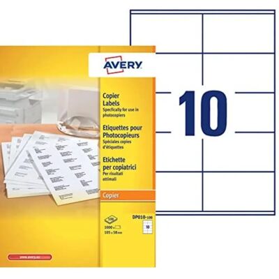 Avery Étiquettes Laser Blanches 105 x 58mm DPS10 - Étiquettes Avery Étiquettes Laser Blanches 105 x 58mm DPS10 - Étiquettes
