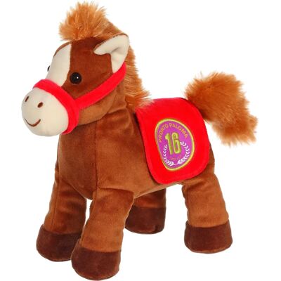 Gipsy Toys - Race Poneez Sonore N°16 - 22cm - Marron - Dossard Rouge - Poney Jouet - Publicité Gipsy Toys - Race Poneez Sonore N°16 - 22cm - Marron - Dossard Rouge - Poney Jouet - Publicité
