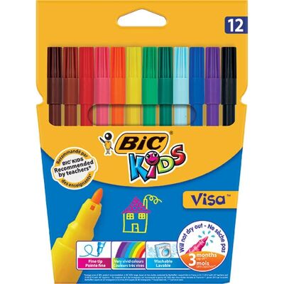BIC Kids Visa Pennarelli a Feltro Set 12 - Colori Vari per Bambini BIC Kids Visa Pennarelli a Feltro Set 12 - Colori Vari per Bambini