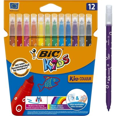 Feutres Lavables Multicolores BIC Kids - Pack de 12 - Publicité Feutres Lavables Multicolores BIC Kids - Pack de 12 - Publicité