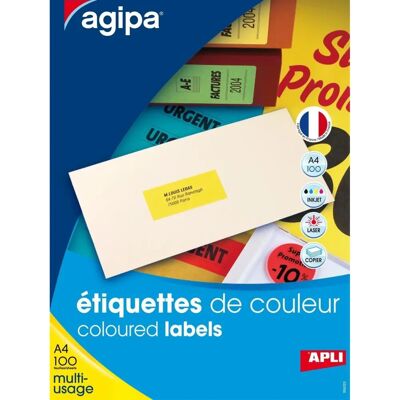 Apli Adressetiketten - 63,5x38,1mm - Gelb - Abgerundete Ecken - Permanent Haftkleber - Packung 100 Apli Adressetiketten - 63,5x38,1mm - Gelb - Abgerundete Ecken - Permanent Haftkleber - Packung 100