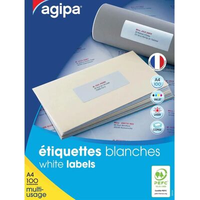 Étiquettes Universelles Blanches Agipa - 1200 pcs - Feuilles A4 - Publicité Étiquettes Universelles Blanches Agipa - 1200 pcs - Feuilles A4 - Publicité