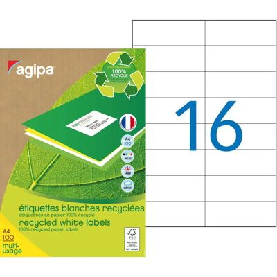 APLI 101190 Étiquettes blanches recyclées - Étiquettes APLI 101190 Étiquettes blanches recyclées - Étiquettes