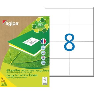 Agipa 101192 Etiquetas blancas recicladas - Etiquetas de dirección Agipa 101192 Etiquetas blancas recicladas - Etiquetas de dirección