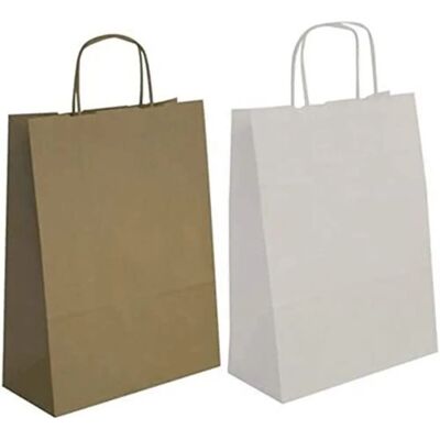 APLI Kraftpapier Tragetasche 35x16x40 cm Weiß Packung mit 50 - Verpackungsmaterial APLI Kraftpapier Tragetasche 35x16x40 cm Weiß Packung mit 50 - Verpackungsmaterial