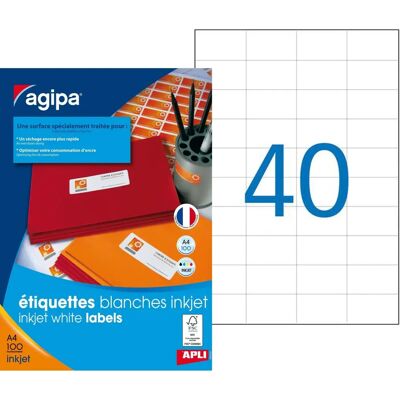 Etichette indirizzo bianche Agipa - 52,5x29,7mm - Confezione da 4000 Etichette indirizzo bianche Agipa - 52,5x29,7mm - Confezione da 4000