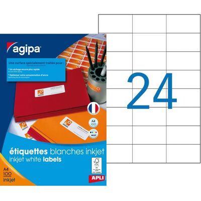 Agipa - 102498 - 70x37 mm - Étiquettes adresse - Publicité Agipa - 102498 - 70x37 mm - Étiquettes adresse - Publicité
