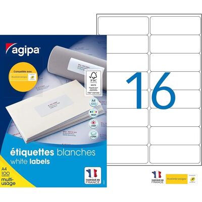 Etiquetas blancas multifunción 99,1x33,9 mm - Caja de 1600 Etiquetas blancas multifunción 99,1x33,9 mm - Caja de 1600