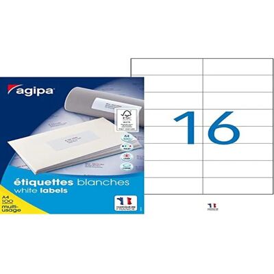 Etichette bianche multiuso Agipa 119012 - Etichette Etichette bianche multiuso Agipa 119012 - Etichette