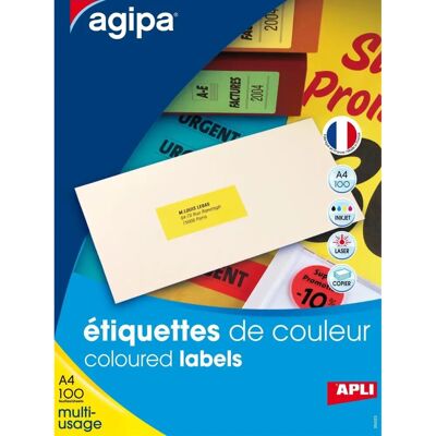 Apli Adressetiketten - 70x31mm - Rechteckig Gelb Apli Adressetiketten - 70x31mm - Rechteckig Gelb