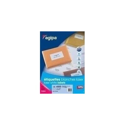Agipa Étiquettes adhésives laser blanches 100 A4 105 x 37 - 1600 pcs - Publicité Agipa Étiquettes adhésives laser blanches 100 A4 105 x 37 - 1600 pcs - Publicité