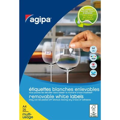 Agipa 119601 Abziehbare Weiße Etiketten - 22x16 mm - 3825 Stk Agipa 119601 Abziehbare Weiße Etiketten - 22x16 mm - 3825 Stk