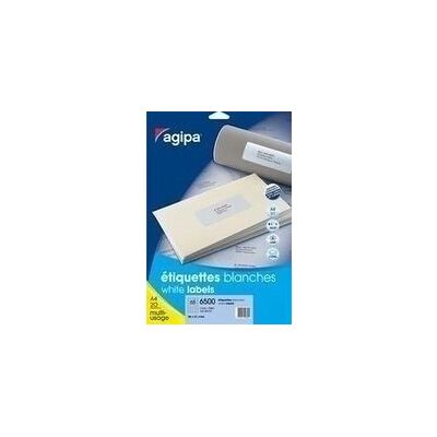 Agipa Etiquetas blancas multiuso 20 A4 50 x 20 auto-adhesivas - Etiquetas Agipa Etiquetas blancas multiuso 20 A4 50 x 20 auto-adhesivas - Etiquetas