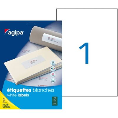 Étiquettes blanches Agipa 119643 - 25 feuilles Étiquettes blanches Agipa 119643 - 25 feuilles