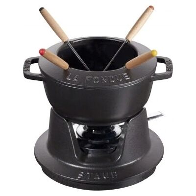 Staub Gusseisen emailliertes Fondue-Set 1,1L Schwarz - Essen & Trinken Staub Gusseisen emailliertes Fondue-Set 1,1L Schwarz - Essen & Trinken