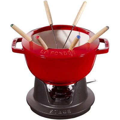 Staub Körsbär Fondue Set - 2,3L, 6 gafflar, elektrisk kompatibel Staub Körsbär Fondue Set - 2,3L, 6 gafflar, elektrisk kompatibel