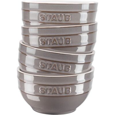 Staub Grå Keramisk 700ml Runda Skålar Set om 4 Staub Grå Keramisk 700ml Runda Skålar Set om 4