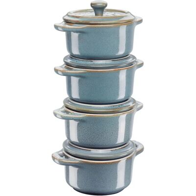 Set de mini cocottes Staub en cerámica - 4 piezas, 200ml, Turquesa Antiguo - Cazuela de cerámica Set de mini cocottes Staub en cerámica - 4 piezas, 200ml, Turquesa Antiguo - Cazuela de cerámica
