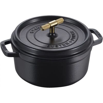 Staub Gusseisen Bräter 24cm Schwarz mit Messingknopf - Bräter Staub Gusseisen Bräter 24cm Schwarz mit Messingknopf - Bräter