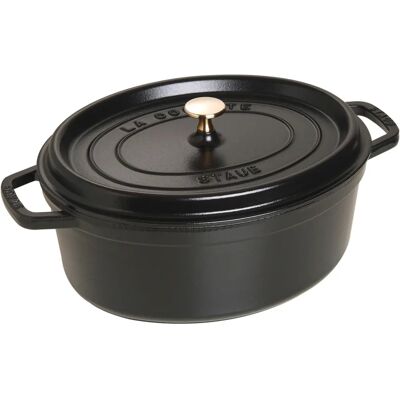 Staub Støpejernsgryte - 37cm Oval Svart 8L Cocotte Staub Støpejernsgryte - 37cm Oval Svart 8L Cocotte