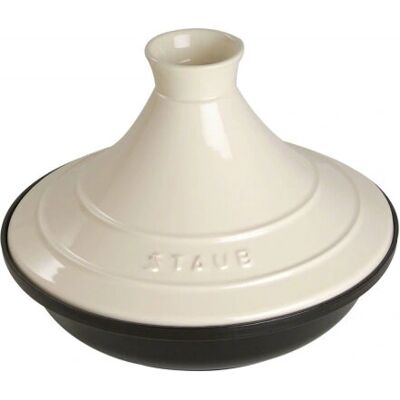 Staub Tajine - 28cm, Beige-schwarz - Rund, Gusseisen, Nordafrika Staub Tajine - 28cm, Beige-schwarz - Rund, Gusseisen, Nordafrika