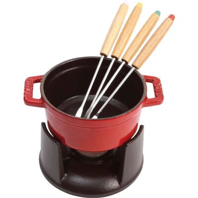 Staub Kirsche Mini 10cm Emailliertes Gusseisen Fondue-Set Staub Kirsche Mini 10cm Emailliertes Gusseisen Fondue-Set
