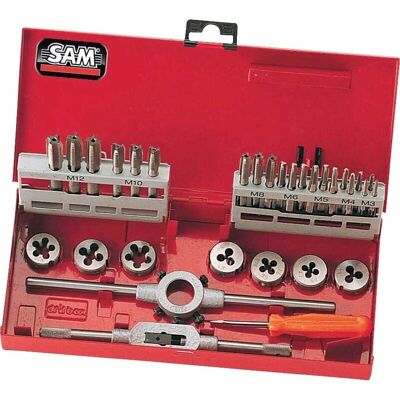 Sam Outillage Juego de machos y terrajas - 31 piezas M3-M12 Sam Outillage Juego de machos y terrajas - 31 piezas M3-M12