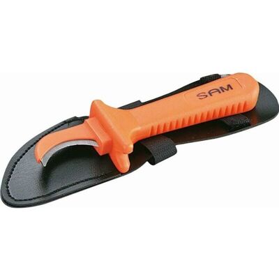 Sam Outillage Z373 Cuchillo - Acero inoxidable, Hoja curva, Funda protectora Sam Outillage Z373 Cuchillo - Acero inoxidable, Hoja curva, Funda protectora