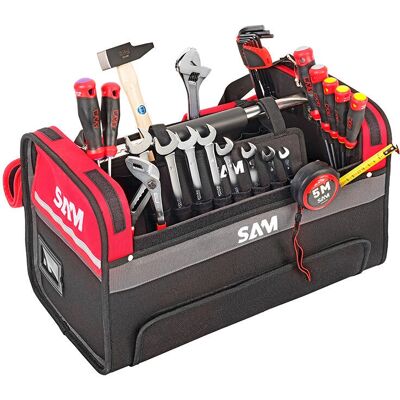 SAM OUTILLAGE - Caja textil 30L con 28 herramientas - Equipo inicial SAM OUTILLAGE - Caja textil 30L con 28 herramientas - Equipo inicial