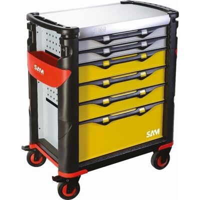 Sam Outillage - Carro de herramientas grande en acero inoxidable - Azul - 6 cajones Sam Outillage - Carro de herramientas grande en acero inoxidable - Azul - 6 cajones