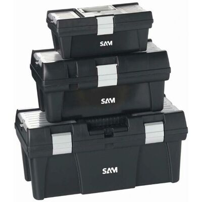 Sam Outillage - Juego de 3 cajas de herramientas en PVC - Juego de cajas de herramientas Sam Outillage - Juego de 3 cajas de herramientas en PVC - Juego de cajas de herramientas
