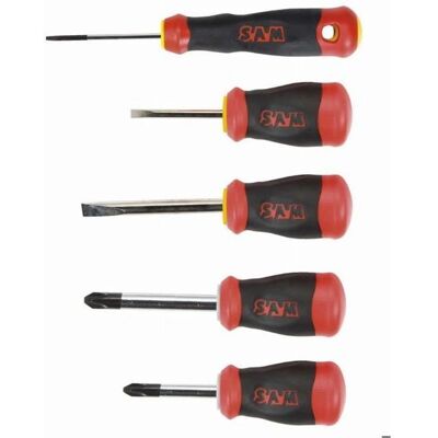 Juego de 5 destornilladores SAM OUTILLAGE - planos y Phillips, 2,5-5,5mm Juego de 5 destornilladores SAM OUTILLAGE - planos y Phillips, 2,5-5,5mm
