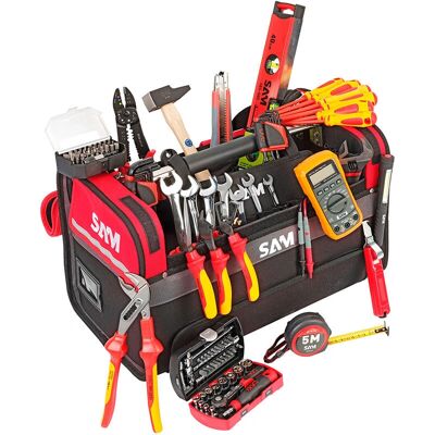 SAM OUTILLAGE - Caja textil 39 litros + 122 herramientas electricista - Kit de herramientas SAM OUTILLAGE - Caja textil 39 litros + 122 herramientas electricista - Kit de herramientas