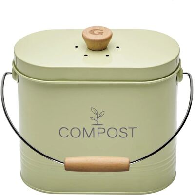 Seau à Compost Ovale en Métal avec Filtre à Charbon - Cuisine 3L - Publicité Seau à Compost Ovale en Métal avec Filtre à Charbon - Cuisine 3L - Publicité