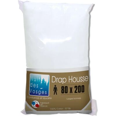 Drap-Housse Cotoval 80x200cm Blanc - Publicité Drap-Housse Cotoval 80x200cm Blanc - Publicité