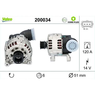 VALEO 200034 Generator - 14V 120A BMW X5, 3er, 5er VALEO 200034 Generator - 14V 120A BMW X5, 3er, 5er