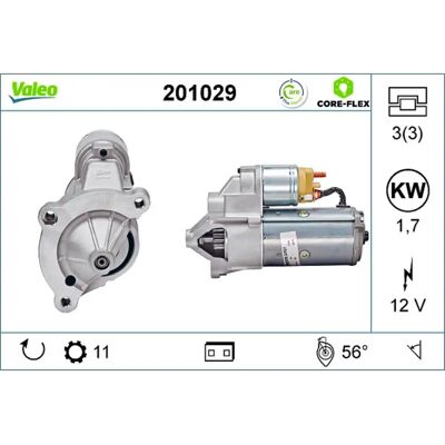 VALEO 201029 Arrancador - 11 Dientes, 12V, 1.7kW - Motor de arranque VALEO 201029 Arrancador - 11 Dientes, 12V, 1.7kW - Motor de arranque