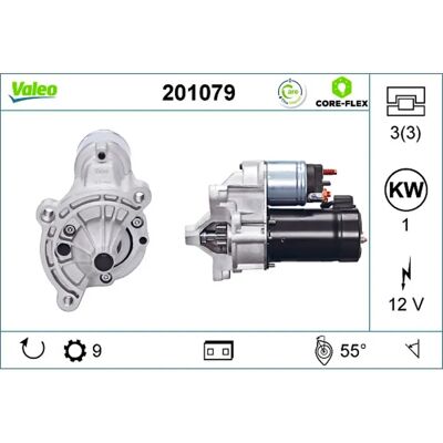 Valeo 201079 Startmotor - 12V 1kW 9T 3 Valeo 201079 Startmotor - 12V 1kW 9T 3