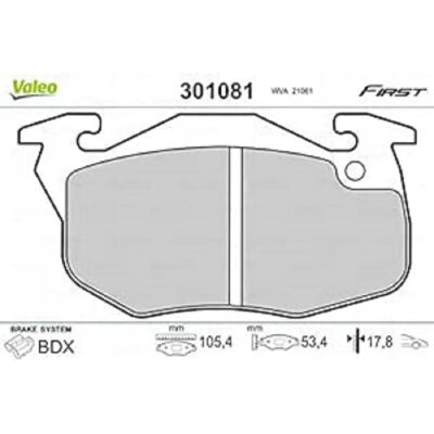 Valeo First Remblokken - Voorkant - Geschikt voor Citroën Saxo, Peugeot 106, 205 - Remsysteem Valeo First Remblokken - Voorkant - Geschikt voor Citroën Saxo, Peugeot 106, 205 - Remsysteem