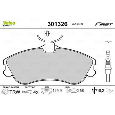 Valeo Bremsbeläge 301326 - Vorderachse, Verschleißanzeiger, Elektrisch Valeo Bremsbeläge 301326 - Vorderachse, Verschleißanzeiger, Elektrisch