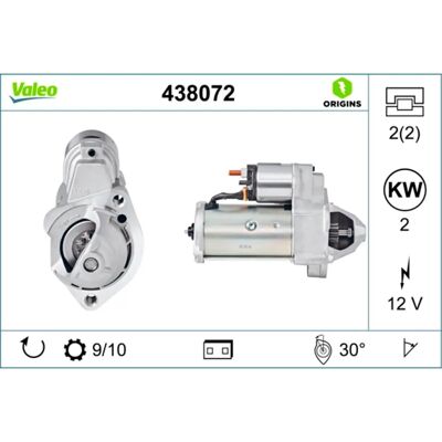 Avviamento Valeo A4 A6 Cabriolet - 2 kW, 12V, 2 pin Avviamento Valeo A4 A6 Cabriolet - 2 kW, 12V, 2 pin