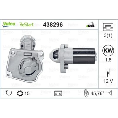 Démarreur Valeo 438296 1,8kW pour Citroën & Peugeot avec Stop&Start Démarreur Valeo 438296 1,8kW pour Citroën & Peugeot avec Stop&Start