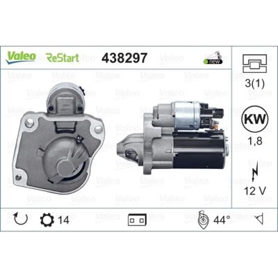 Arranque Valeo 438297 con Tecnología OE - 12V, 1.8kW Arranque Valeo 438297 con Tecnología OE - 12V, 1.8kW