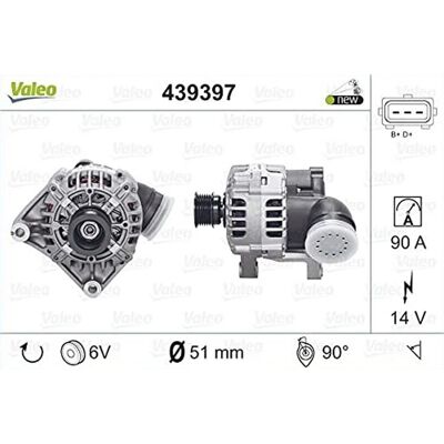 Alternator Valeo 439397 - 14V 90A, Podwójny uchwyt mocujący, B+ terminal, 51mm pasek - Alternator Alternator Valeo 439397 - 14V 90A, Podwójny uchwyt mocujący, B+ terminal, 51mm pasek - Alternator